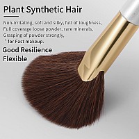 Large Fan Brush Flexible by ENZO KEN, Angled Fluffy Blush Contour Brush, Contour Sculpting and Highlighting, Good Resilience Makeup Brushes for Minerals Powder. (169-L-White)