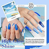 Azurebeauty 12 Pcs Dip Nails Powder Starter Kit Navy Blue Sky Blue Glitter Baby Blue 4 Colors Acrylic Dip Powder Nail Kit Liqui