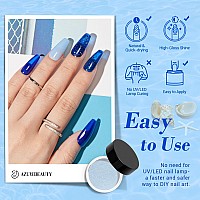 Azurebeauty 12 Pcs Dip Nails Powder Starter Kit Navy Blue Sky Blue Glitter Baby Blue 4 Colors Acrylic Dip Powder Nail Kit Liqui