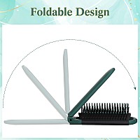 4 Pcs Folding Hair Brush With Mirror Portable Mini Hair Brush Small Compact Pocket Hair Comb For Family School Travel Car Gym Wi