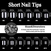 Addfavor 240Pcs Short Square Nail Tips Clear Full Cover Square False Fake Nails Acrylic Gel X Nail Tips For Salon And Home Nail