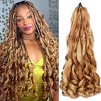 Colorful Queen Synthetic Braiding Hair Pre Stretched 22 Inch Bouncy French Curly Braiding Hair Mix Blond And Brown Loose Wavy Cr