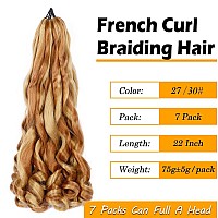 Colorful Queen Synthetic Braiding Hair Pre Stretched 22 Inch Bouncy French Curly Braiding Hair Mix Blond And Brown Loose Wavy Cr