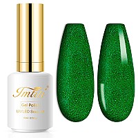 Imtiti Green Glitter Gel Nail Polish, 1 Pcs 0.5 fl oz Sparkly Shimmer Christmas Forest Green gel nail polish Color Soak Off Gel Polish Nail Art Manicure Salon DIY Nail Lamp Gel Nail Design