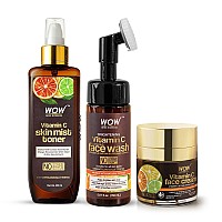 Wow Skin Science Vitamin C Antiaging Brightening Daily Routine Mix Vitamin C Face Wash Vitamin C Mist Toner Vitamin C Mo