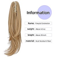 Shulashop Blonde Ponytail Extension20 Ponytail Hair Extensions Ponytail Curly Claw Hair Hair Extension Natural Looking Synthet