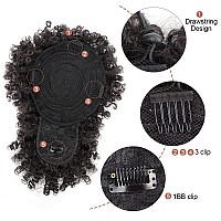 Cetiq Afro Puff Drawstring Ponytail With Bangs Drawstring Ponytail For Women Kinky Curly Hair Clip In Bangs Short Ponytail Hair