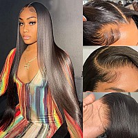 Metamuclia Straight Lace Front Wigs Human Hair 13X4 Hd Transparent Lace Front Wigs For Women Glueless Brazilian Virgin Hair Lace