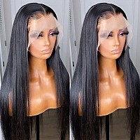 Metamuclia Straight Lace Front Wigs Human Hair 13X4 Hd Transparent Lace Front Wigs For Women Glueless Brazilian Virgin Hair Lace