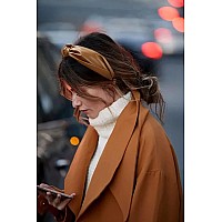 Huachi Knotted Headbands For Women Brown Cute Womens Headbands Knotted Fashion Top Knot Headband For Girls Leather