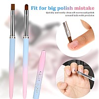 Sliverdew Nail Polish Clean Up Brush 2Pcs Roundflat Nail Art Polish Brush For Cleaning Finger Nail Cleaning Brushes For Nail