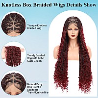 Olymei 36 Boho Box Braid Wig Triangle Knotless Braided Wigs For Women Braided Wigs With Curly End Braided Lace Front Wigs Human