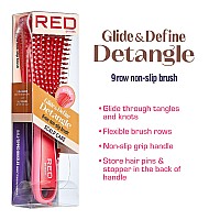 Red By Kiss Glide Define Nonslip Ball Tip Detangling Brush For Natural Hair Scalp Care Heat Resistant Bristles Works Well Wit