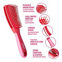 Red By Kiss Glide Define Nonslip Ball Tip Detangling Brush For Natural Hair Scalp Care Heat Resistant Bristles Works Well Wit