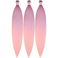 Gozill Braiding Hair Pre Stretched Light Purple Pink Kanekalon Prestretched Braiding Hair Colored Human Braiding Hair Extensions