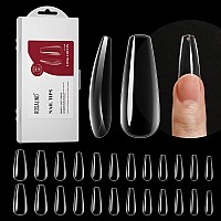 264Pcs Long Coffin Clear Fake Nail Tipsrosalnd Full Cover Press On Nails Acrylic False Nail Tips With Box12 Size Fake Nails Fo