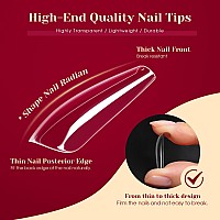 264Pcs Long Coffin Clear Fake Nail Tipsrosalnd Full Cover Press On Nails Acrylic False Nail Tips With Box12 Size Fake Nails Fo