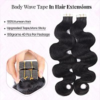 24 Inches Long Body Wave Tape In Hair Extensions Human Hair Invisible Tape Ins Natural Black Hair Extensions For Black Women Rea