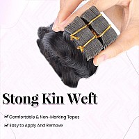 24 Inches Long Body Wave Tape In Hair Extensions Human Hair Invisible Tape Ins Natural Black Hair Extensions For Black Women Rea