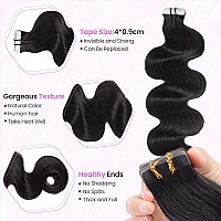 24 Inches Long Body Wave Tape In Hair Extensions Human Hair Invisible Tape Ins Natural Black Hair Extensions For Black Women Rea