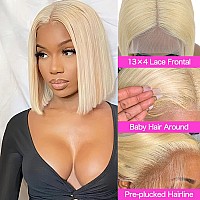 Blonde Bob Wig Human Hair 13X4 Lace Front Wigs Pre Plucked Bleached Knots 150 Density 613 Lace Front Wig Human Hair Short Bob W