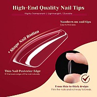 264Pcs Clear Coffin Fake Nails With Boxrosalind Medium Acrylic Nail Tips Full Cover Press On Nails Extension12 Size Shape Soft