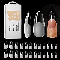 264Pcs Half Matte Almond Fake Nail Tips Rosalind Clear Full Cover Medium False Nails Shape Soft Almond Gel Nail Tips12 Sizes Ki