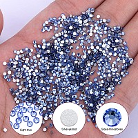 1440Pcs Light Blue Crystal Rhinestonesglass Flatback Rhinestones Gemstones Small For Nail Face Makeup Art Crafts Clothes Decora