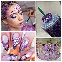 1440Pcs Purple Velvet Crystal Rhinestonesglass Flatback Rhinestones Gemstones Small For Nail Face Makeup Art Crafts Clothes Dec