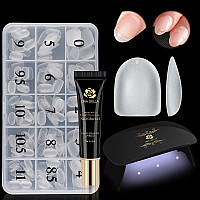 Una Gella Nail Tips And Glue Gel Kit Short Oval Nail Tips 300Pcs Extra Short Soft Gel X Tips Super Strong Solid Nail Gel Port