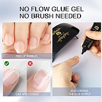 Una Gella Nail Tips And Glue Gel Kit Short Oval Nail Tips 300Pcs Extra Short Soft Gel X Tips Super Strong Solid Nail Gel Port