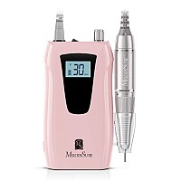 MelodySusie Professional Nail Drill 30000RPM, Rechargeable Electric Nail Drill Machine, Cordless Electric Nail E File for Acrylic Gel Nails, 8pcs Nail Drill Bits 106pcs Sanding Bands, Selene, Pink