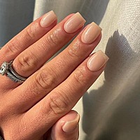 Nude Coral Press On Nails Short Square Kxamelie Natural Short Gel Nails Glue On Acrylic Nails Press Ons Featured Protective Coa