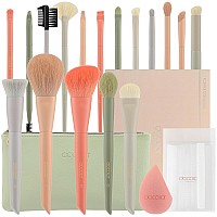 Docolor Makeup Brushes Set 17Pcs Morandi Makeup Brushes with Makeup Bag and Makeup Sponge and Brush Protector Professional Face Powder Foundation Eye Shadow Concealers Brush Kit Gift Box