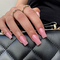 Rose Pink Press On Nails Long Square Kxamelie Medium Coffin Nails Press Ons Long Glue On Nails Natural Thick Fake Long Nails Ac