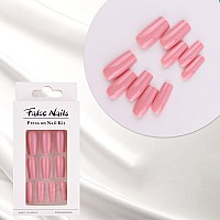 Rose Pink Press On Nails Long Square Kxamelie Medium Coffin Nails Press Ons Long Glue On Nails Natural Thick Fake Long Nails Ac