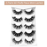 False Eyelashes Mink Lashes Fluffy Dramatic 20mm Long Faux Mink Eyelashes D Curl Wispy Fake Lashes Pack Look Like Extension