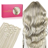 Wennalife Seamless Clip In Hair Extensions 20 Inch 7Pcs 150G Ash Blonde Highlighted Platinum Blonde Hair Extensions Clip In Rea