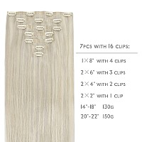 Wennalife Seamless Clip In Hair Extensions 20 Inch 7Pcs 150G Ash Blonde Highlighted Platinum Blonde Hair Extensions Clip In Rea