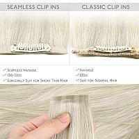 Wennalife Seamless Clip In Hair Extensions 20 Inch 7Pcs 150G Ash Blonde Highlighted Platinum Blonde Hair Extensions Clip In Rea