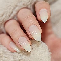 Lacheer Handmade Gel Press On Nails Almond Shape Jelly Fake Nails Press Onsmilky White Acrylic Press On Nails Medium Semitra