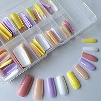 Lifextol 100Pc Mixed Colored Press On Nails Square Fake Nails Full Cover Acrylic Ballerina False Nails For Women Girls Teens Diy