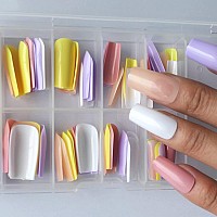 Lifextol 100Pc Mixed Colored Press On Nails Square Fake Nails Full Cover Acrylic Ballerina False Nails For Women Girls Teens Diy