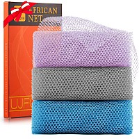 3 Pieces African Exfoliating Net African Net Long Net Bath Sponge Exfoliating Shower Body Scrubber Back Scrubber Skin Smootherg