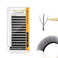 Nagaraku Eyelash Extensions Cluster 3D W Shape Triplecore Volume Lashes Hand Woven Long Stem 007Mm D Curl 10Mm Matte Black Pre