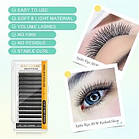 Nagaraku Eyelash Extensions Cluster 3D W Shape Triplecore Volume Lashes Hand Woven Long Stem 007Mm D Curl 10Mm Matte Black Pre