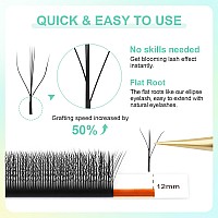 Nagaraku Eyelash Extensions Cluster 3D W Shape Triplecore Volume Lashes Hand Woven Long Stem 007Mm D Curl 10Mm Matte Black Pre