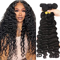 Aelinsi Brazilian Loose Deep Wave Bundles Human Hair 4 Bundles 12A 100 Unprocessed Virgin Hair Loose Deep Curly Wavy Bundles 15