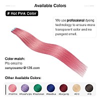 Suyya Tape In Hair Extensions Human Hair Hot Pink Tape In Hair Extensions 12 Inch 10Pcspack Straight Tape In Extensions 20G