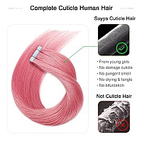 Suyya Tape In Hair Extensions Human Hair Hot Pink Tape In Hair Extensions 12 Inch 10Pcspack Straight Tape In Extensions 20G